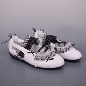 Puma Round-Toe Lace-Up Mary Jane Ballet Flats